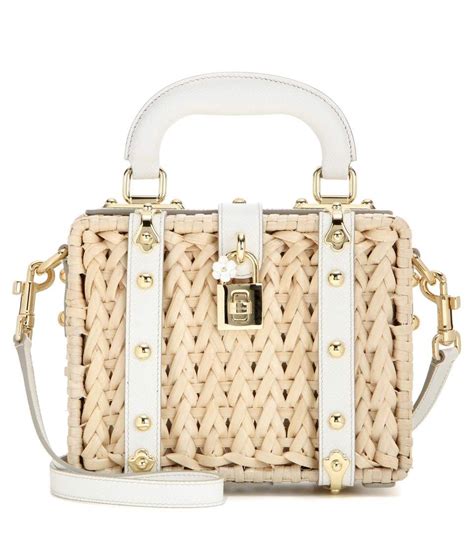 dolce gabbana dolce box embellished rattan shoulder bag natural white|net a porter dolce and gabbana.